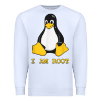 White Linux Mascot Tux the Penguin I Am Root TShirt Men Women Kids Premium Sweatshirt - PixelFlow