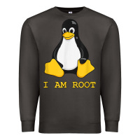 Smoke Linux Mascot Tux the Penguin I Am Root TShirt Men Women Kids Premium Sweatshirt - PixelFlow