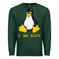 Sports Green Linux Mascot Tux the Penguin I Am Root TShirt Men Women Kids Premium Sweatshirt - PixelFlow