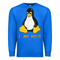 True Royal Linux Mascot Tux the Penguin I Am Root TShirt Men Women Kids Premium Sweatshirt - PixelFlow