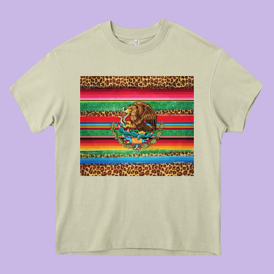 Serape Leopard Mexican Heavy Core Tee Designed By Jasminsmagicworld