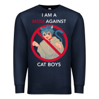 Navy i am a mom against cat boys Premium Sweatshirt - PixelFlow