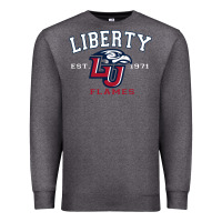 Charcoal Heather liberty university flames football lynchburg virginia sparky the eagle Premium Sweatshirt - PixelFlow