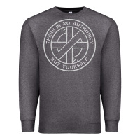 Charcoal Heather Crass   There Is No  Authority But Yourself Classic Premium Sweatshirt - PixelFlow