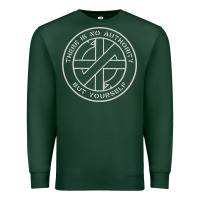 Sports Green Crass   There Is No  Authority But Yourself Classic Premium Sweatshirt - PixelFlow