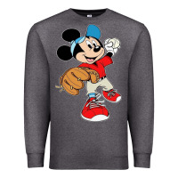 Charcoal Heather micky-playing-baseball-cartoon-illustration-- Premium Sweatshirt - PixelFlow