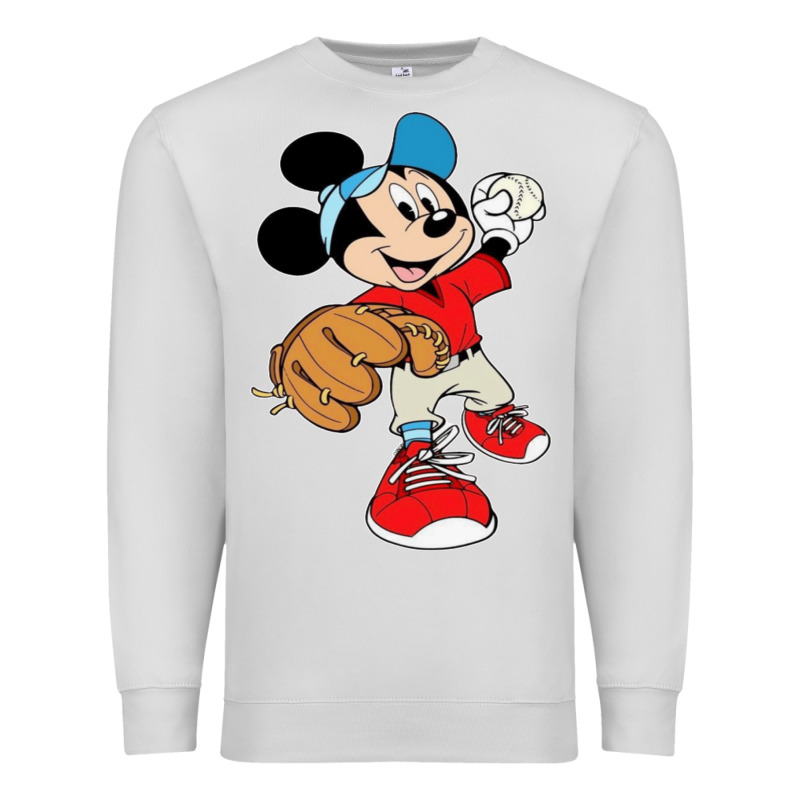 Micky-playing-baseball-cartoon-illustration-- Premium Sweatshirt by PixelFlow | Teevron