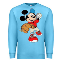 Ocean Blue micky-playing-baseball-cartoon-illustration-- Premium Sweatshirt - PixelFlow