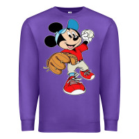 Purple micky-playing-baseball-cartoon-illustration-- Premium Sweatshirt - PixelFlow