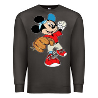 Smoke micky-playing-baseball-cartoon-illustration-- Premium Sweatshirt - PixelFlow