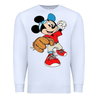 White micky-playing-baseball-cartoon-illustration-- Premium Sweatshirt - PixelFlow