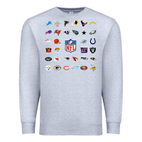Heather Grey american football team collage    wall art Premium Sweatshirt - PixelFlow