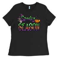 Black Halloween Spooky Season Ladies Tee - FaDigitalArtStudio