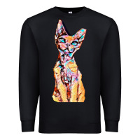 Black Colorful Cat Premium Sweatshirt - PixelFlow