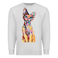 Dove Grey Colorful Cat Premium Sweatshirt - PixelFlow