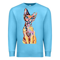 Ocean Blue Colorful Cat Premium Sweatshirt - PixelFlow