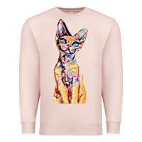 Pale Pink Colorful Cat Premium Sweatshirt - PixelFlow