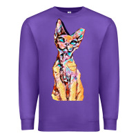 Purple Colorful Cat Premium Sweatshirt - PixelFlow
