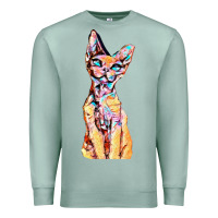 Seafoam Colorful Cat Premium Sweatshirt - PixelFlow