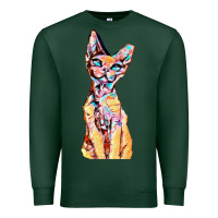 Sports Green Colorful Cat Premium Sweatshirt - PixelFlow