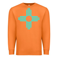 Carrot New Mexico Zia Sun in Turquoise Blue Premium Sweatshirt - PixelFlow