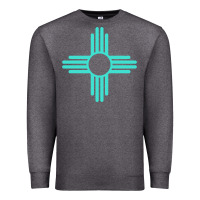 Charcoal Heather New Mexico Zia Sun in Turquoise Blue Premium Sweatshirt - PixelFlow