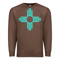 Chestnut New Mexico Zia Sun in Turquoise Blue Premium Sweatshirt - PixelFlow