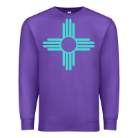 Purple New Mexico Zia Sun in Turquoise Blue Premium Sweatshirt - PixelFlow