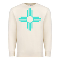 Sandshell New Mexico Zia Sun in Turquoise Blue Premium Sweatshirt - PixelFlow