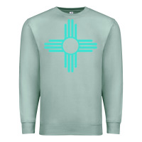 Seafoam New Mexico Zia Sun in Turquoise Blue Premium Sweatshirt - PixelFlow