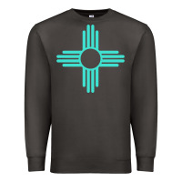 Smoke New Mexico Zia Sun in Turquoise Blue Premium Sweatshirt - PixelFlow