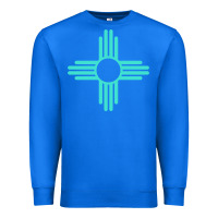True Royal New Mexico Zia Sun in Turquoise Blue Premium Sweatshirt - PixelFlow