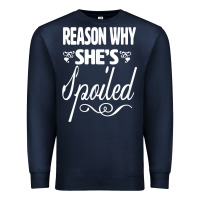 Navy the reason she is spoiled couples matching set valentines t shirt Premium Sweatshirt - SnappyArt