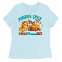 Baby Blue Pumpkin Spice Make Mama Nice Ladies Tee - FaDigitalArtStudio