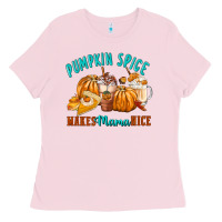 Bubblegum Pink Pumpkin Spice Make Mama Nice Ladies Tee - FaDigitalArtStudio