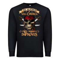 Black pirate the beatings will continue until morale improves Premium Sweatshirt - SnappyArt