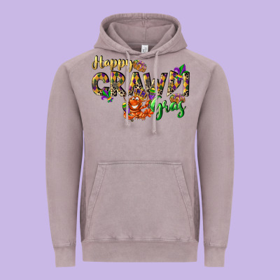 Happy Crawdi Gras Vintage Hoodie Designed By Lillyallendesigns
