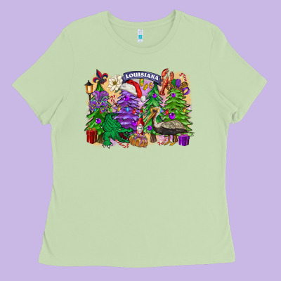 Christmas Louisiana Mardi Gras Trees Ladies Tee Designed By Fadigitalartstudio