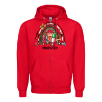 Red Christmas nurselife rainbow Zipper Hoodie - JahusDesignShop