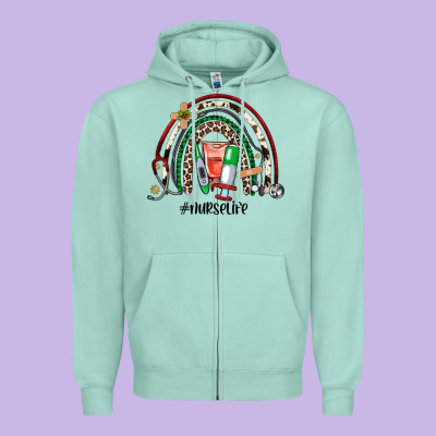 Christmas Nurselife Rainbow Zipper Hoodie Designed By Jahusdesignshop