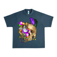 Midnight Navy mardi gras skull Urban Heavy Tee - FaDigitalArtStudio