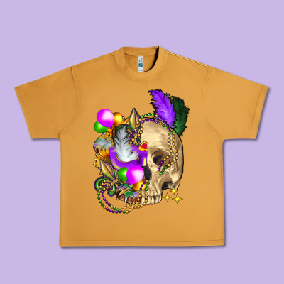 Mardi Gras Skull Urban Heavy Tee Designed By Fadigitalartstudio