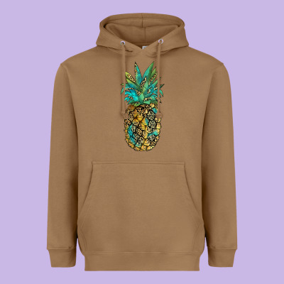 Leopar Turquoise Pineapple Heavyweight Hoodie Designed By Jahusdesignshop