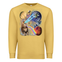 Antique Gold Fluffy Kitten Shoot Laser Rainbow Space Galaxy, Cat Gifts Premium Sweatshirt - SnappyArt