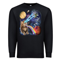 Black Fluffy Kitten Shoot Laser Rainbow Space Galaxy, Cat Gifts Premium Sweatshirt - SnappyArt