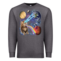 Charcoal Heather Fluffy Kitten Shoot Laser Rainbow Space Galaxy, Cat Gifts Premium Sweatshirt - SnappyArt