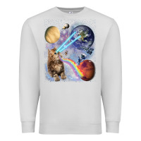 Dove Grey Fluffy Kitten Shoot Laser Rainbow Space Galaxy, Cat Gifts Premium Sweatshirt - SnappyArt