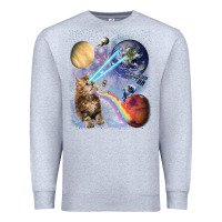 Heather Grey Fluffy Kitten Shoot Laser Rainbow Space Galaxy, Cat Gifts Premium Sweatshirt - SnappyArt