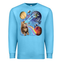 Ocean Blue Fluffy Kitten Shoot Laser Rainbow Space Galaxy, Cat Gifts Premium Sweatshirt - SnappyArt