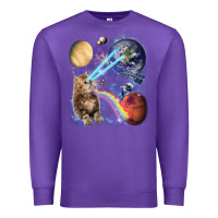 Purple Fluffy Kitten Shoot Laser Rainbow Space Galaxy, Cat Gifts Premium Sweatshirt - SnappyArt